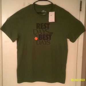 NEW NIKE DRI-FIT TRAINING "Rest Days... Tee" MEN'S GREEN BLACK T-SHIRT LARGE